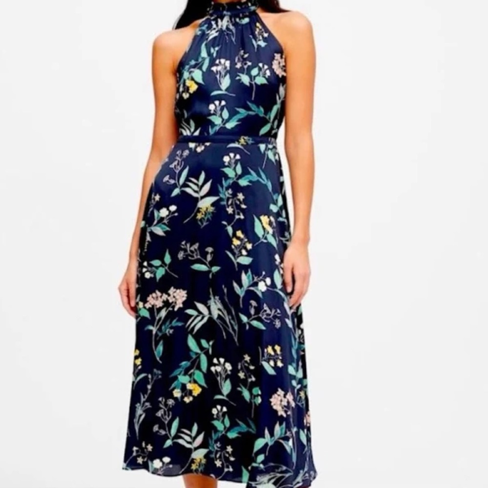 Banana Republic Soft Satin Halter top Midi Dress